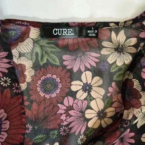 70s sheer boho floral cover up house coat nightgown robe by Cure size La… - Picture 4 of 8